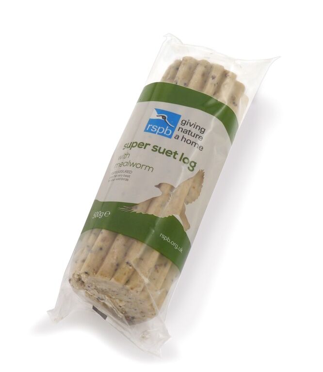Rspb Super Suet Log With Mealworm RSPB super suet log with mealworm for wild birds